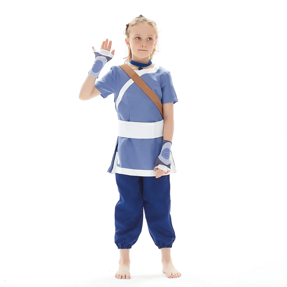 Anime Avatar Katara Cosplay Costumes Halloween Carnival Suits Party Costume Kid Children Performance Clothing