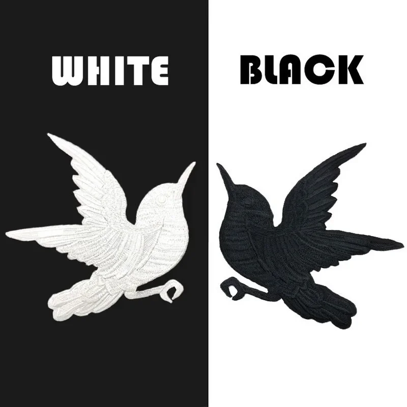 10pcs/Lot Cool Black White Embroidery Patch Free Bird Couple Shirt Bag Clothing Decoration Accessory Craft Diy Applique