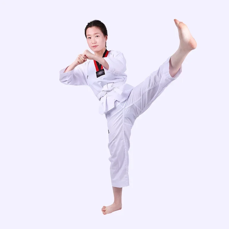 New Loose Cotton Spring and Summer Taekwondo Clothing Cotton Fabric Men and Women Short-sleeved Long-sleeved Taekwondo Clothing