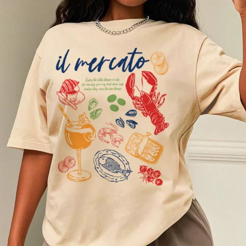 

Customized All Cotton T-Shirt For Women 2025 Soft Round Neck Short Sleeve Printed Graphic Tee Tops Blouse Wholesale