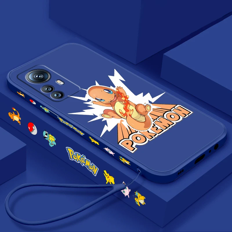 P-Pokemones Flame C-Charmanders Liquid Left Rope For Xiaomi Mi 13T 13 12T 12 11T 11i 11 A3 10T 10 9 Pro Lite Ultra 5G Cover