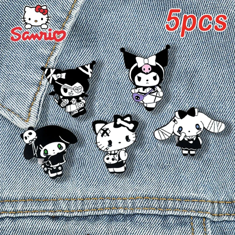 Sanrio Kawaii Esmalte Pins para Mulheres, Desenhos Animados Anime, Hello Kitty, Kuromi Melody, Broche De Metal, Emblema Da Mochila, Pin Jóias Acessórios