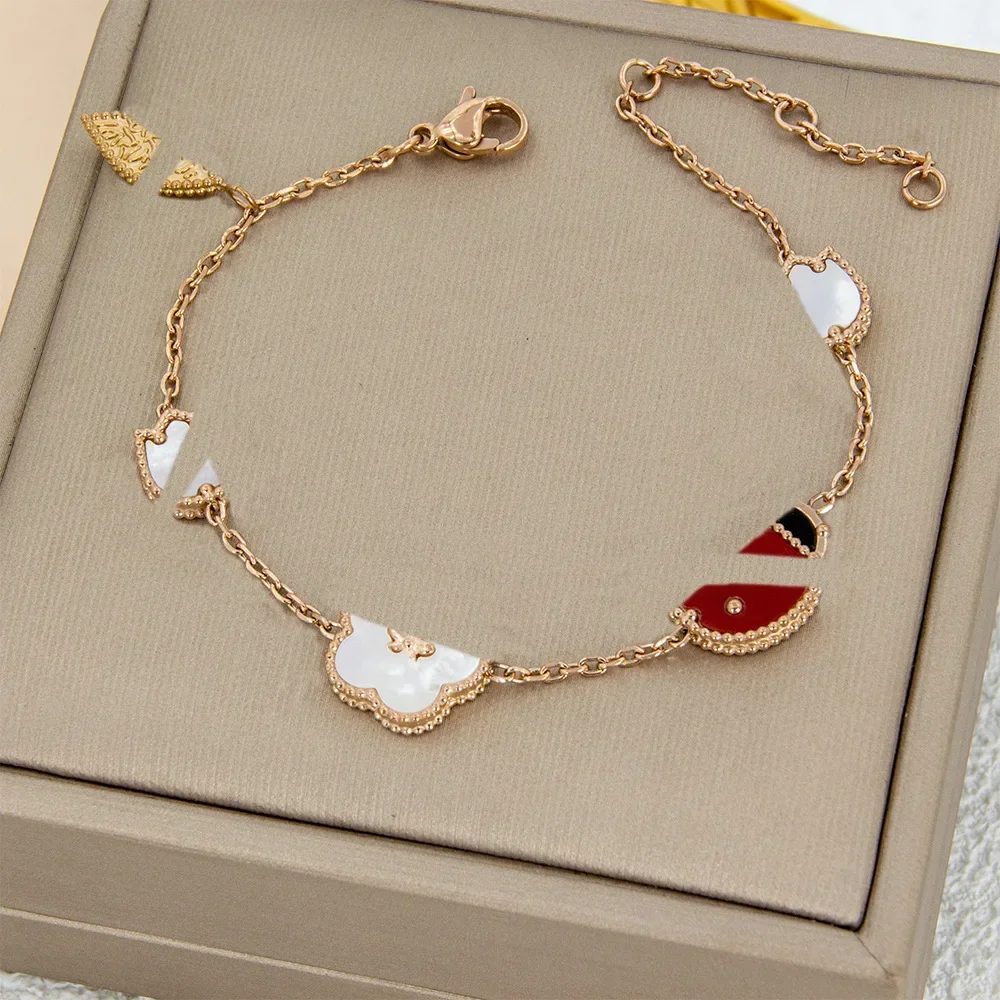 Seven Star Ladybug Bracelet & Necklace Set - Natural White Shell Design, Lightweight