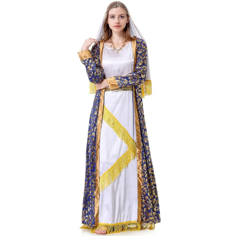 

Halloween Greek Goddess Dubai Saudi Court Egyptian Queen Long Robe Medieval Play Costume Drama Cosplay Clothing
