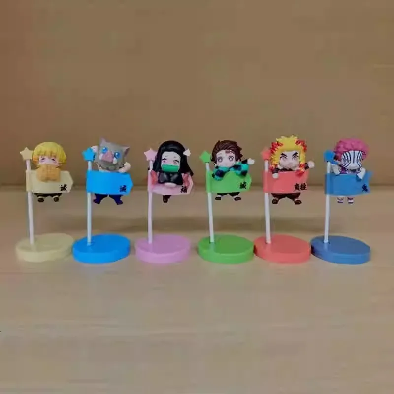 

Japanese Genuine Gacha Scale Model Demon Slayer Cake Flag Mini Doll Agatsuma Zenitsu Tabletop Decoration Action Figure Toys