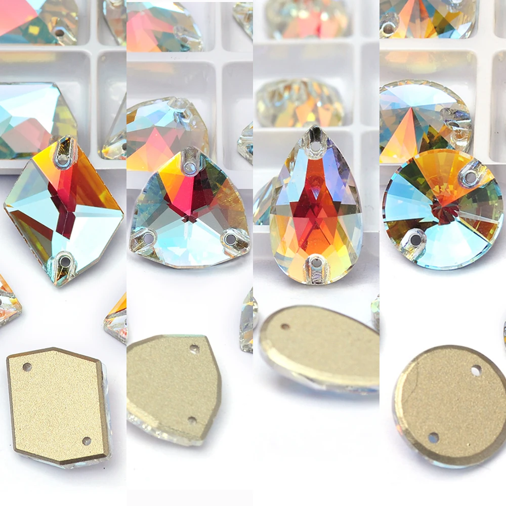 

Cognac Glass Strass Light Crystal AB Flatback Rhinestones DIY Jewelry Sewing Stones for Dress Garment Clothes Bags Decorations