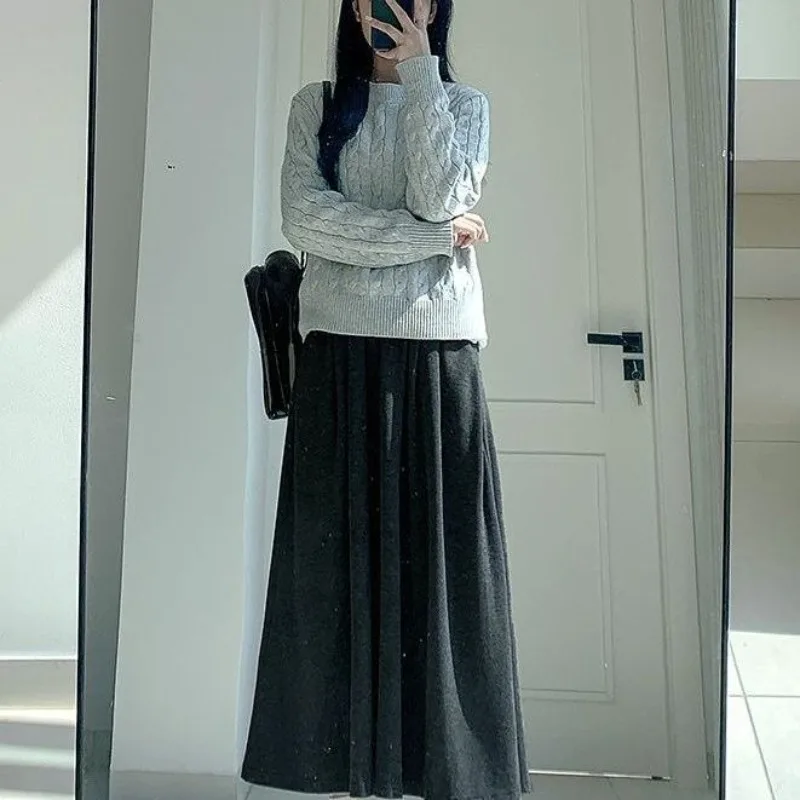 

Fleece Lined A Line Pleated Skirt for Girls Winter School Skirt Gray Velvet Tiered Skirt Mid Length