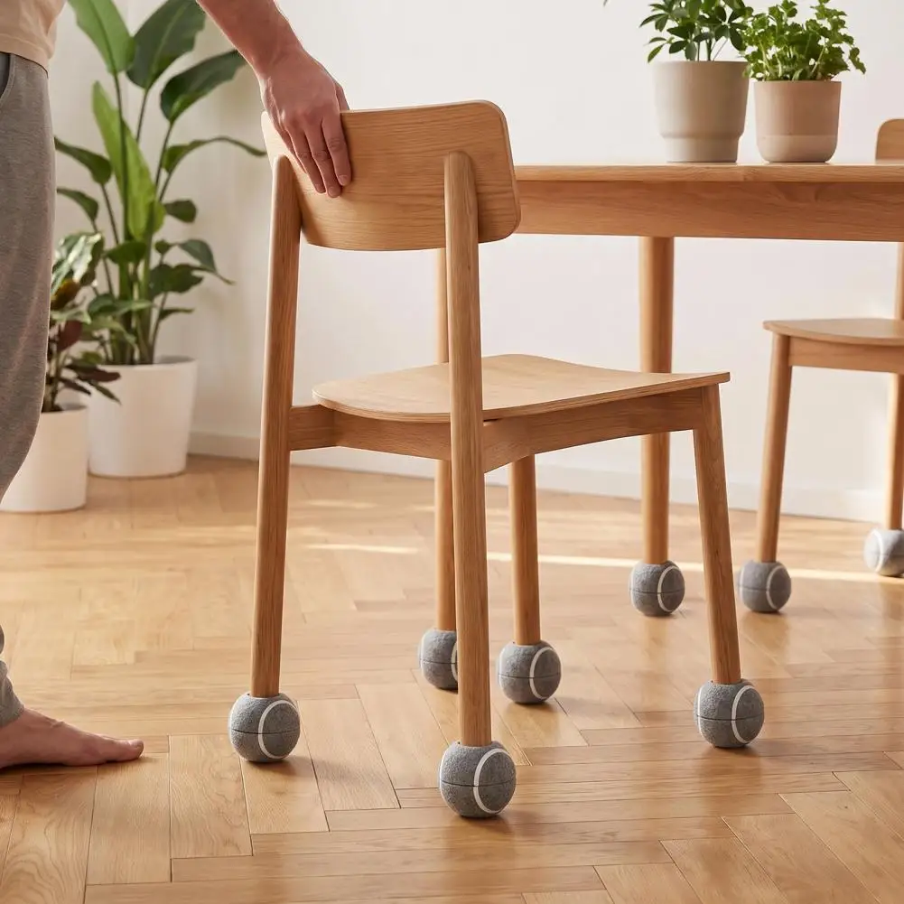 Floor Scratch Protectors for Chairs Furniture Floor Protectors Precut Tennis Balls for Chairs Furniture Leg Felt for Hardwood