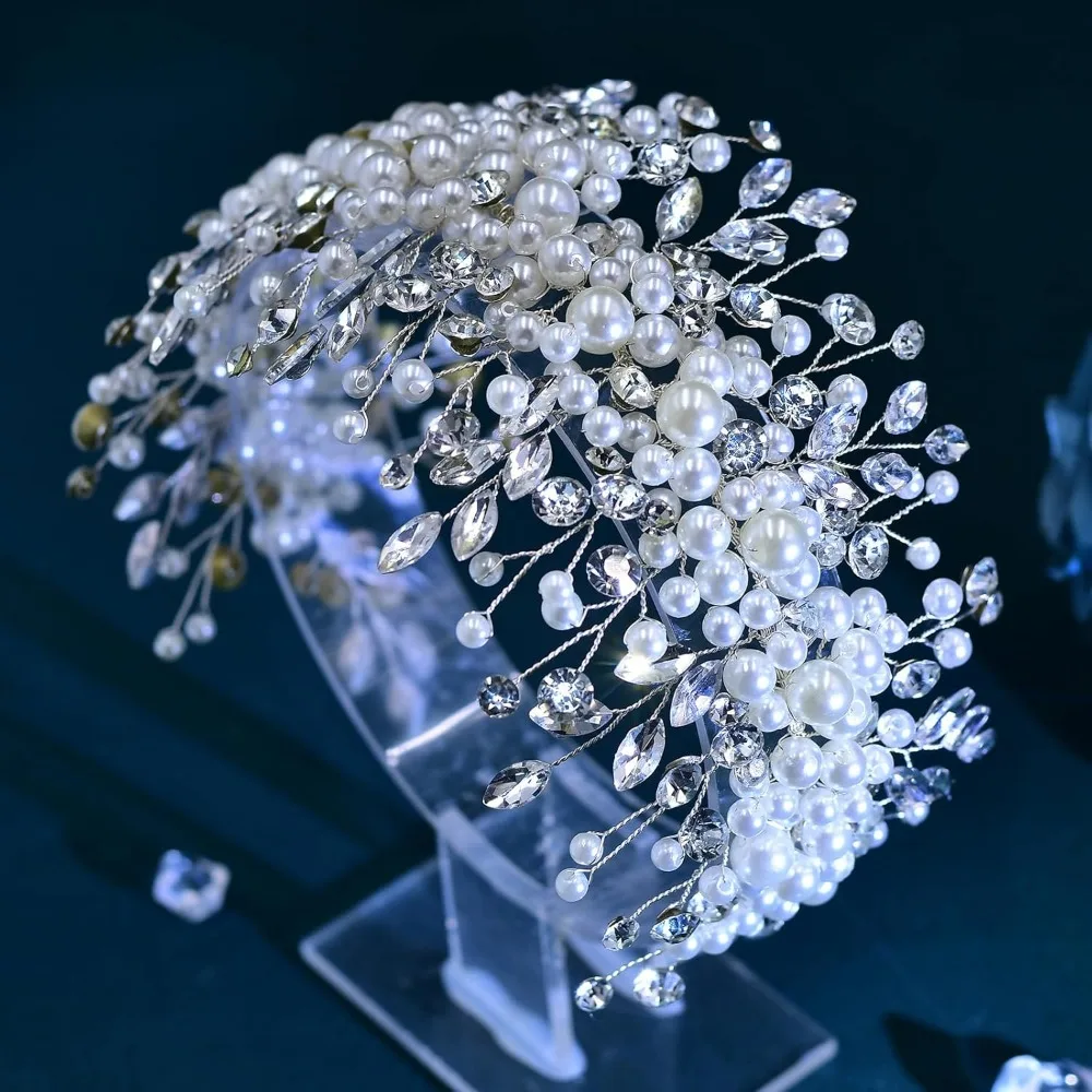 Pearl and Rhinestone Bridal Headpiece, Wedding Headband