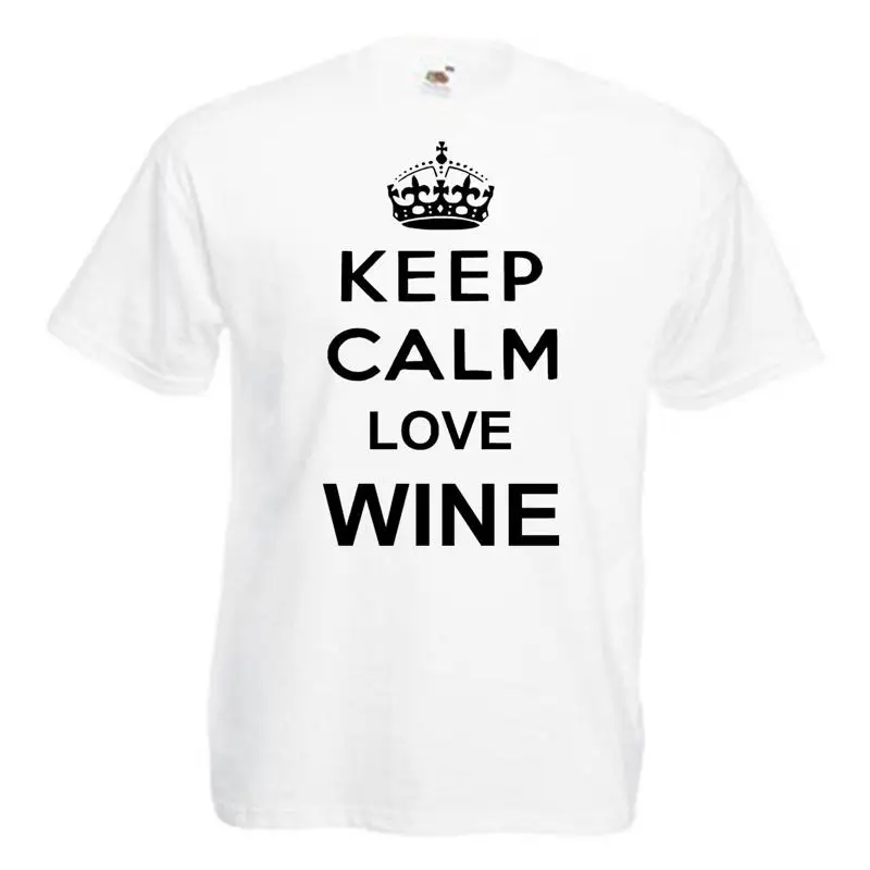 تي شيرت رجالي Keep Calm Love Wine للبالغين 12 لونًا مقاس S 3XL