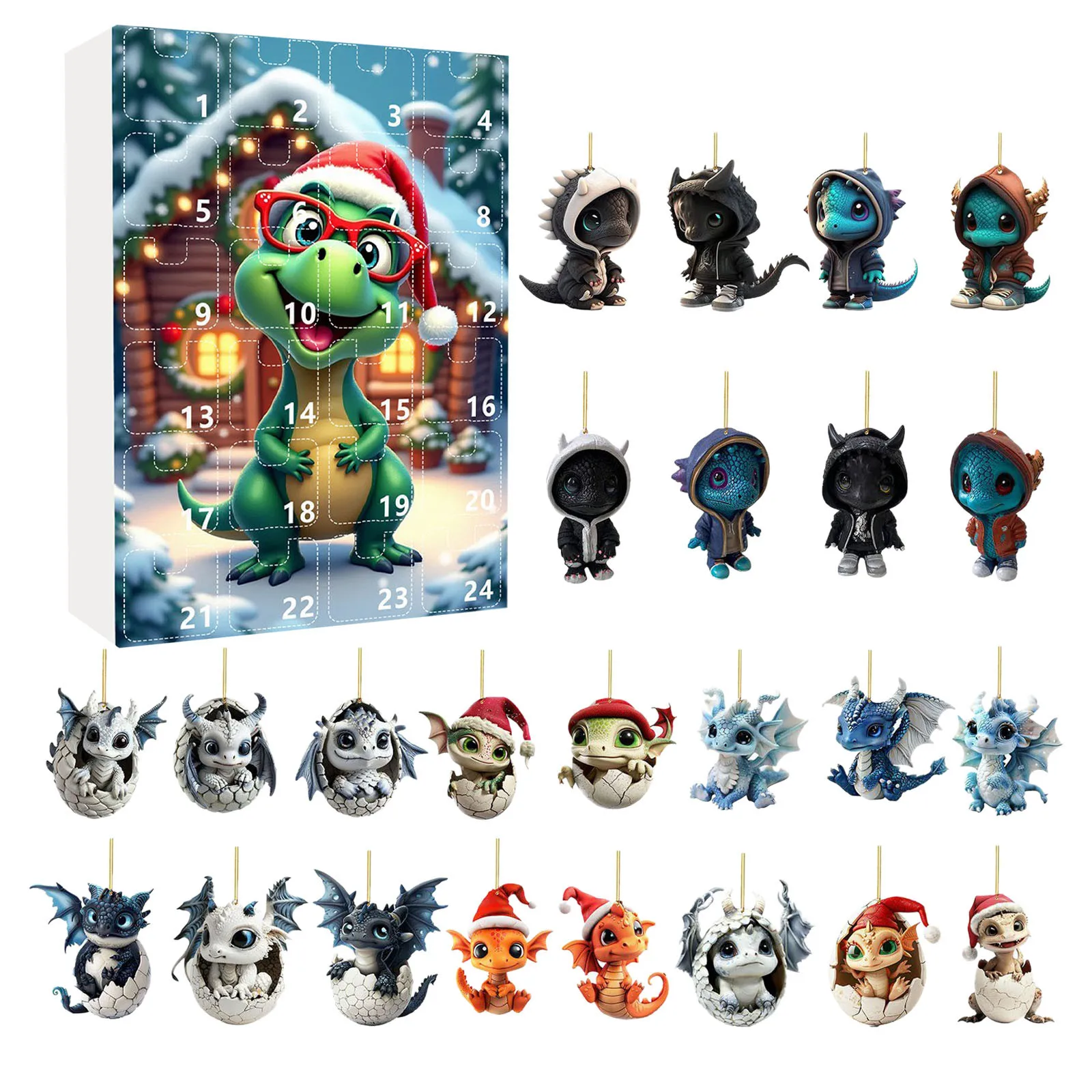 Big Timer จี้คริสต์มาสมังกร Advent Calendar 2024 24 วันคริสต์มาสนับถอยหลังวันจนถึงคริสต์มาสกระดานนับถอยหลัง