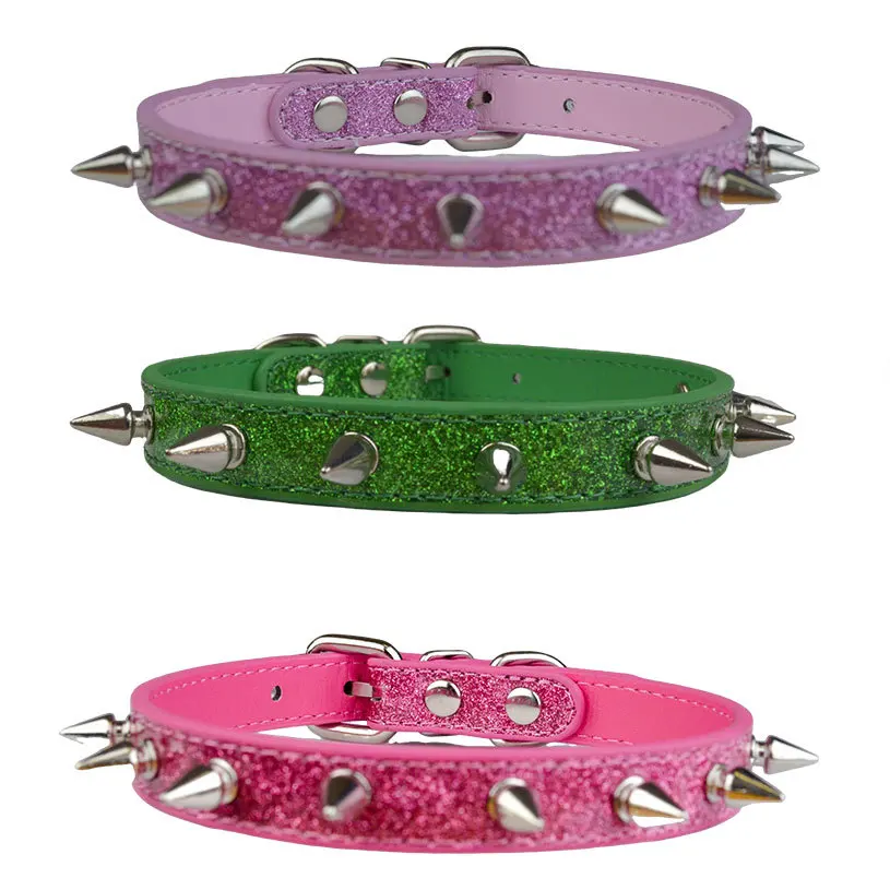Punk-Style Nieten-Halsband mit Leine, Verstellbares Katzen- und Hundegeschirr für Kleine und Mittelgroße Hunde und Katzen, Trendige Metall-Spike-Choker-Halskette – Detail 11
