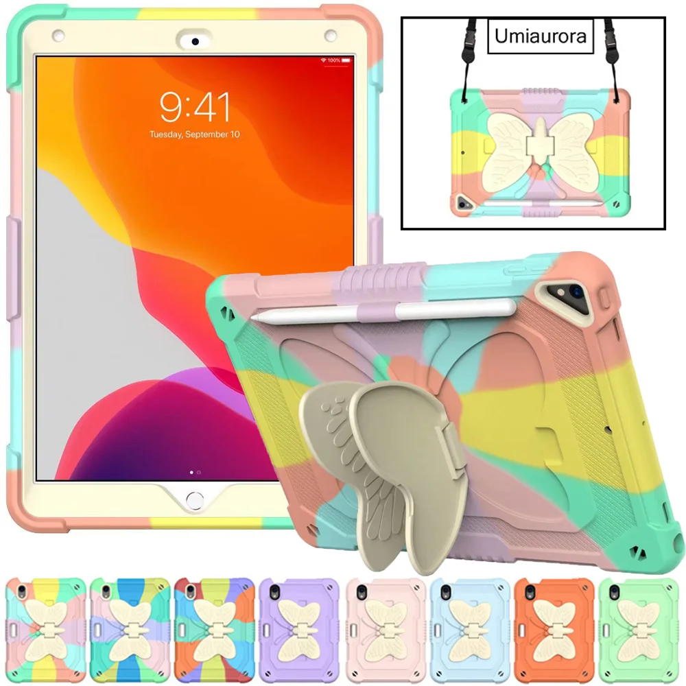 For IPad 11th 11 inch A16 7th 8th 9th 10.2 10th Gen 10.9 Air2 9.7 Pro 10.5 Shockproof Butterfly Tablet Case Stand Rugged Funda