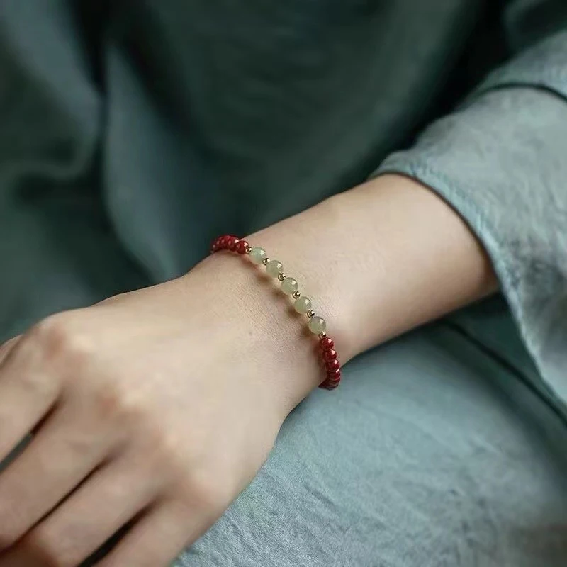 High-content and Hetian jade women, natural ore fortune beads, men's bracelet