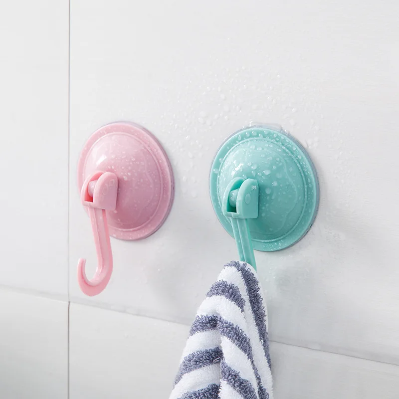 2024 New Vacuum Strong Suction Cup Hook Bathroom Kitchen Toilet Perforation-free Non-trace Plastic Hook 5 Colors Available Green