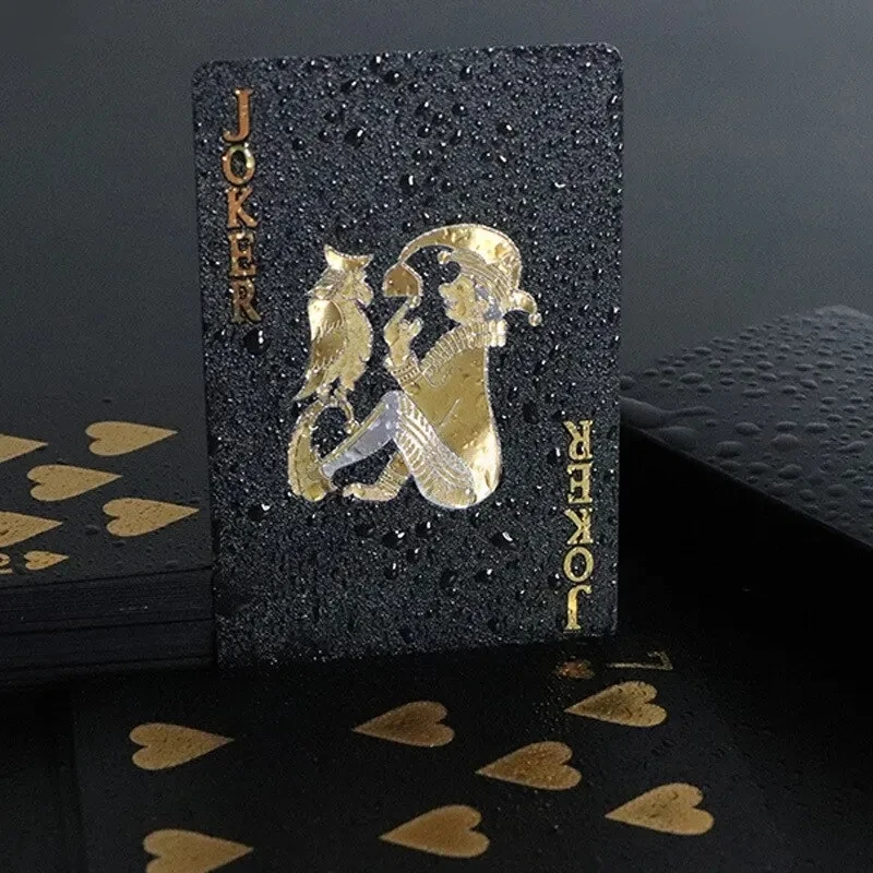 Color Black Gold Playing Card Game Card Group Waterproof Poker Suit Magic Dmagic Package Card Game for  Birthday Gift Toys