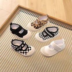 Kids Shoes Girls Shoes Children Cute Sweet Canvas Casual Shoes Fashion Leopard Plaid Soft Flats Girls Toddler Girls Shoes 21-32