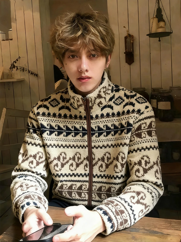 

Утепленная хлопковая куртка-жакет для мужчин, зимняя теплая куртка с воротником-стойкой, пальто из овечьего флиса, молодежное повседневное пальто с длинными рукавами на молнии