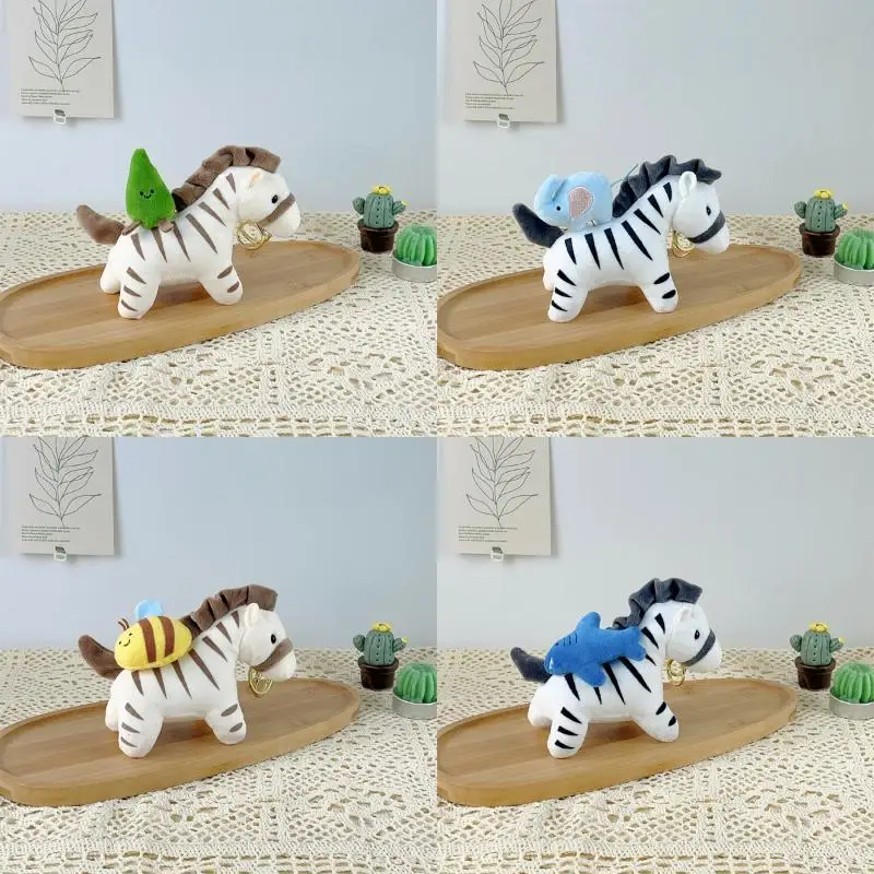 Bonito pullable pelúcia zebra pingente chaveiro kawaii mochila pingente decoração acessórios macio pelúcia boneca brinquedo presentes das crianças