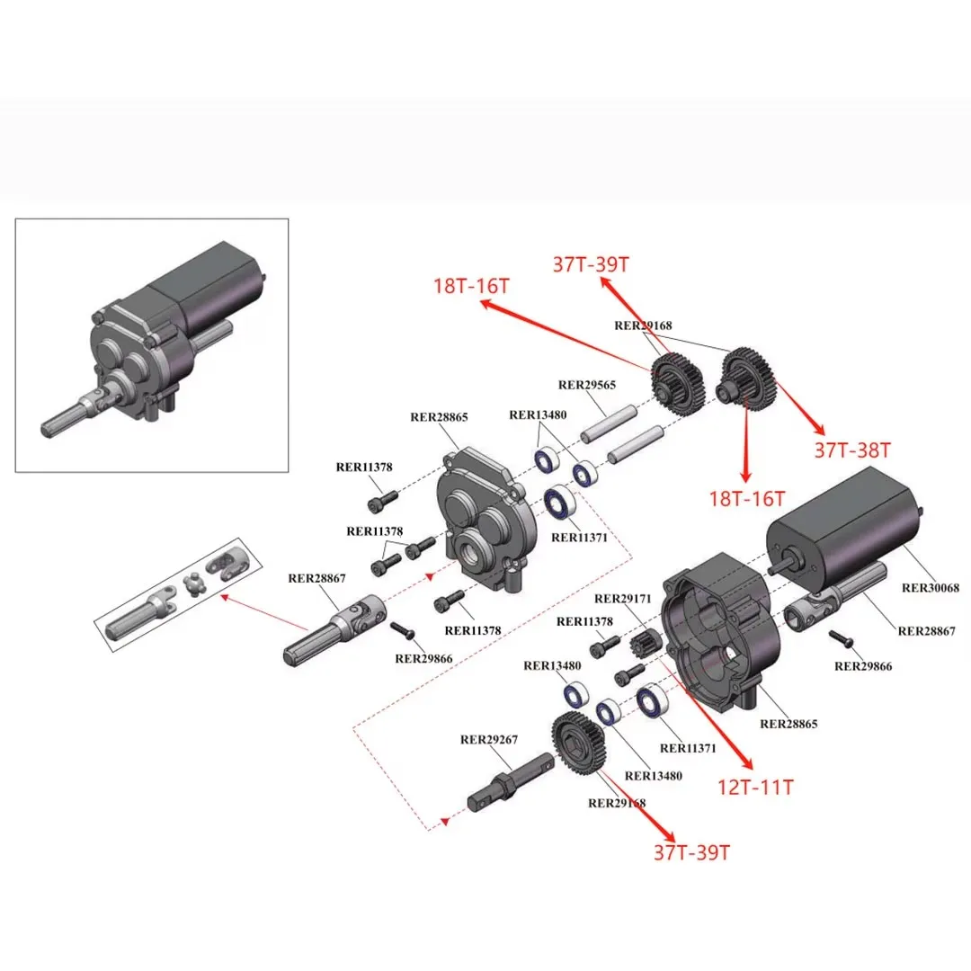 

Hot Racing Ultra Low Range 20.5 : 1 Crawl Super Duty Hardened Steel Internal Gear Set For RedCat 1:18 Ascent Rock Crawler