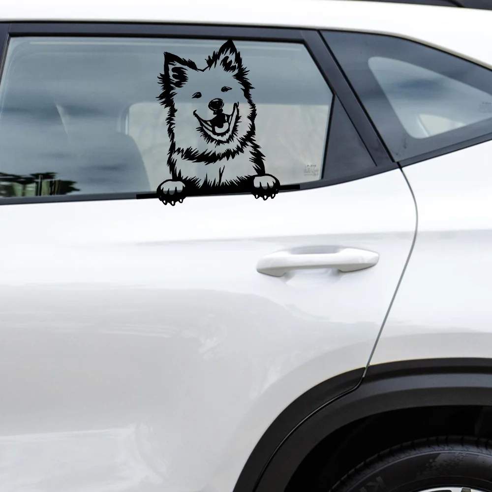 Samoyed Dog Pawsing Car Decals - Waterproof Vinyl Stickers for Doors, Windows & Body, Unique Pet Themed Auto Accessories