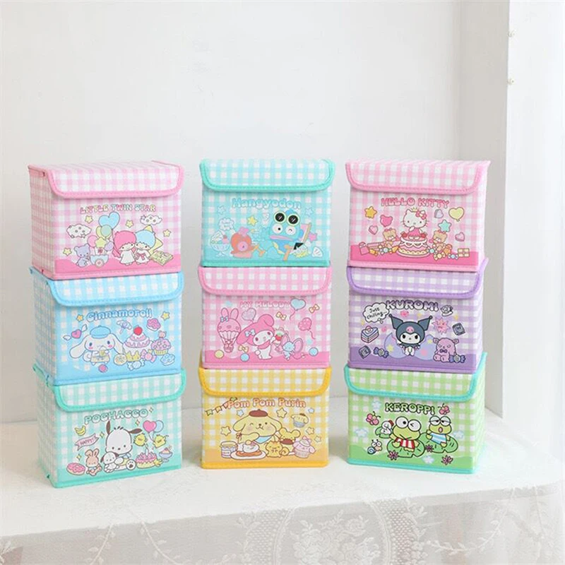 

Милый складной контейнер для хранения My Melody Cinnamoroll Kuromi, настольный органайзер, коробка для макияжа, подарки для девочек