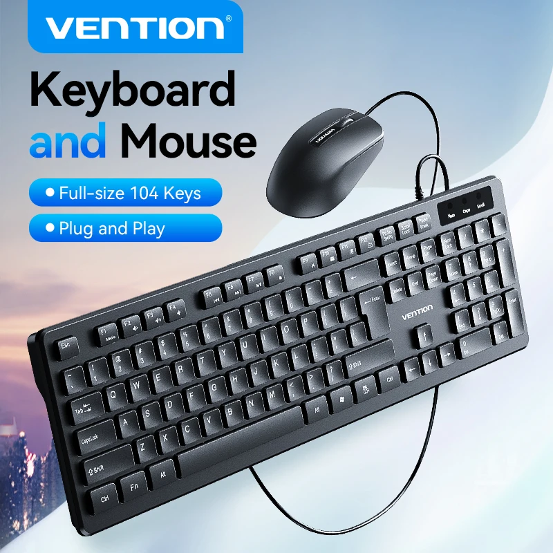 

Vention Office Home Wired Keyboard And Mouse Set Support English Spanish Computer Business Office Gaming Key Mouse Cover Kit