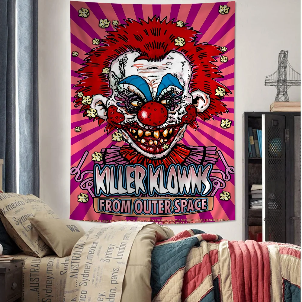 Killer Klowns from Space Anime Tapestry Wiszące Tarot Hippie Dywaniki ścienne Dorm Home Decor