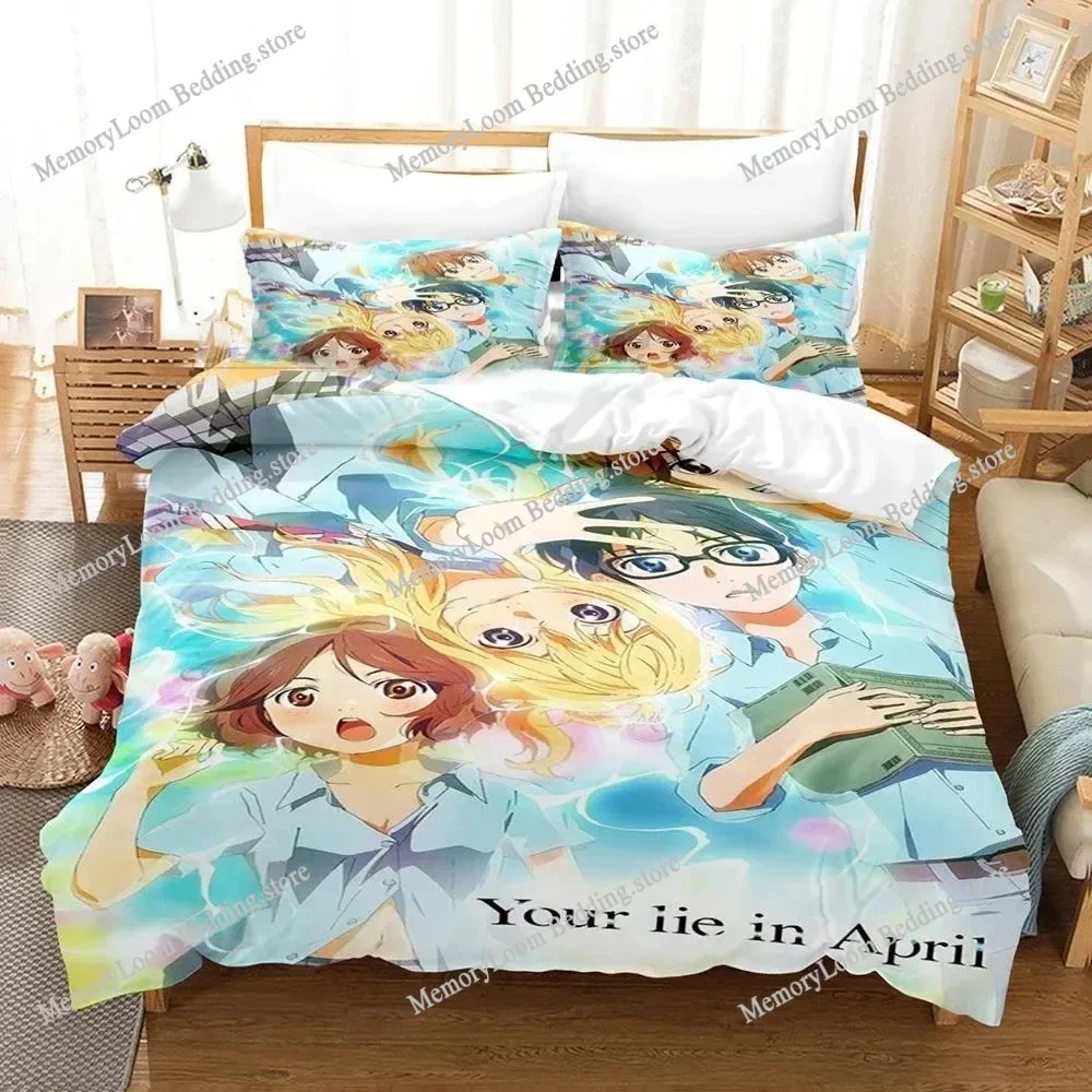 3D Printed Anime Your Lie in April Kaori Miyazono Bedding Set Boys Girls Twin Queen Size Duvet Cover Pillowcase Bed Kids Adult