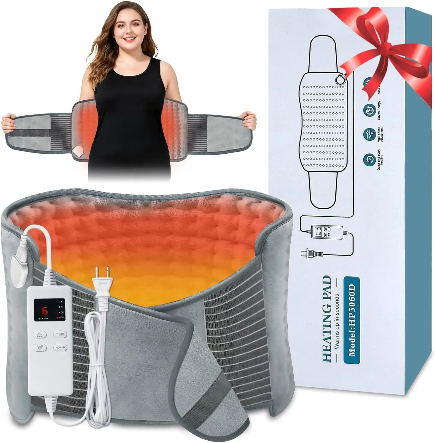 

Электрическая грелка-пояс увеличенного размера для снятия боли в спине и менструальных спазмов, с автоматическим отключением, моющаяся