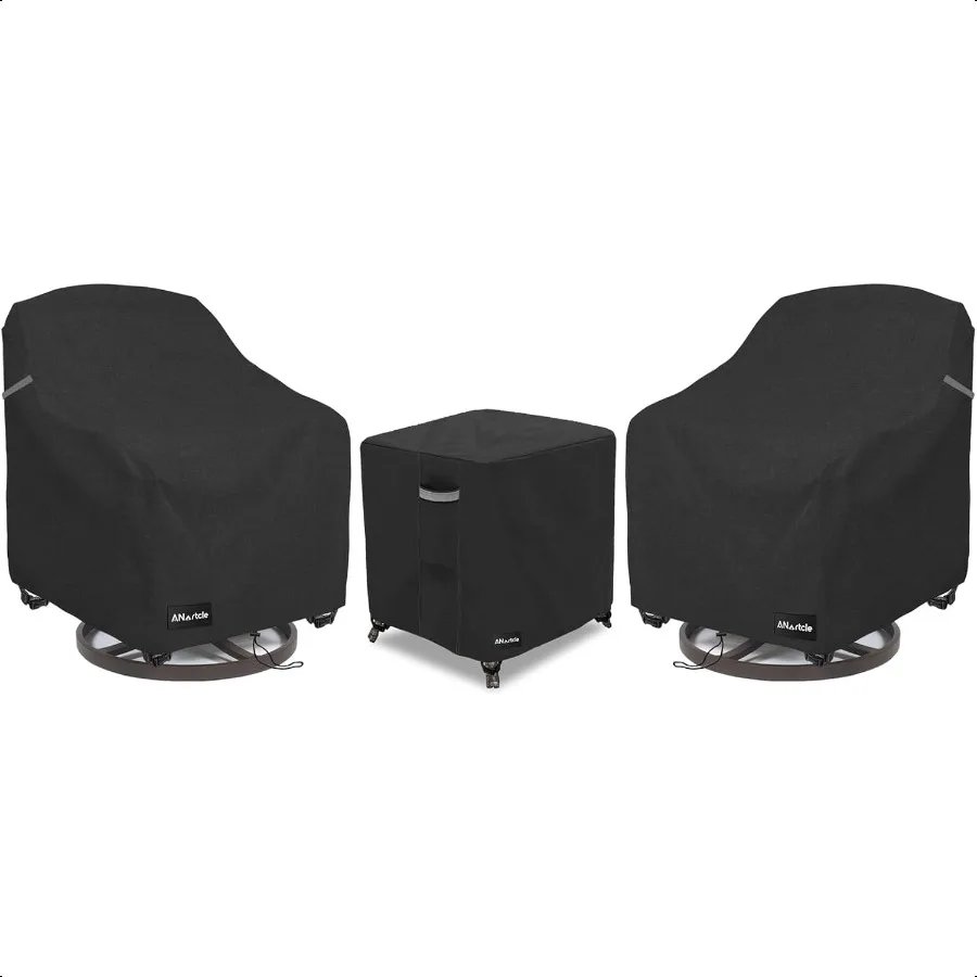 

3 шт., наборы для патио-бистро, чехол 600D, водонепроницаемые сверхмощные чехлы для мебели для патио, включают 2 уличные вращающиеся чехлы для стульев и 1