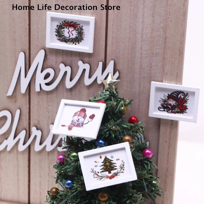 3/5/8 個 1/12 ドールハウスミニクリスマス壁画飾りドールハウス家の装飾ドールハウスマイクロクリスマスシーン写真小道具