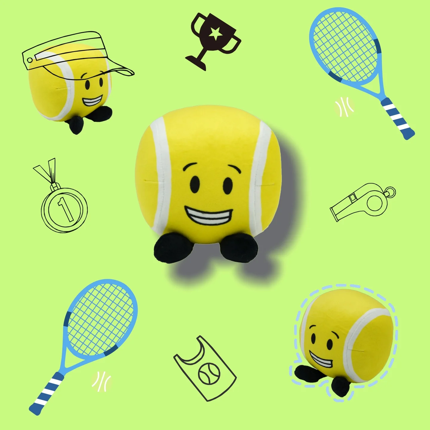 

YanQing New Battle For Dream Island Plush Toy Cute Tennis Stuffed Dolls Kawaii Ball Toys Plushie Dolls Birthday Gifts
