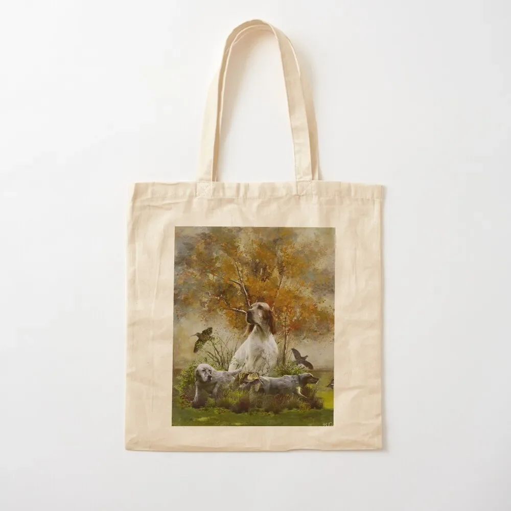 

English Setter , woodcock hunting Tote Bag tote woman hand personalized foldable reusable