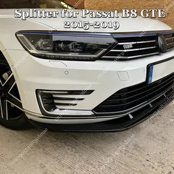 MAXTON Style Front Bumper Lip Splitter Spoiler for VolksWagen VW Passat B8 & Variant GTE PHEV Hybird 2015-2019 Body Kits Tuning
