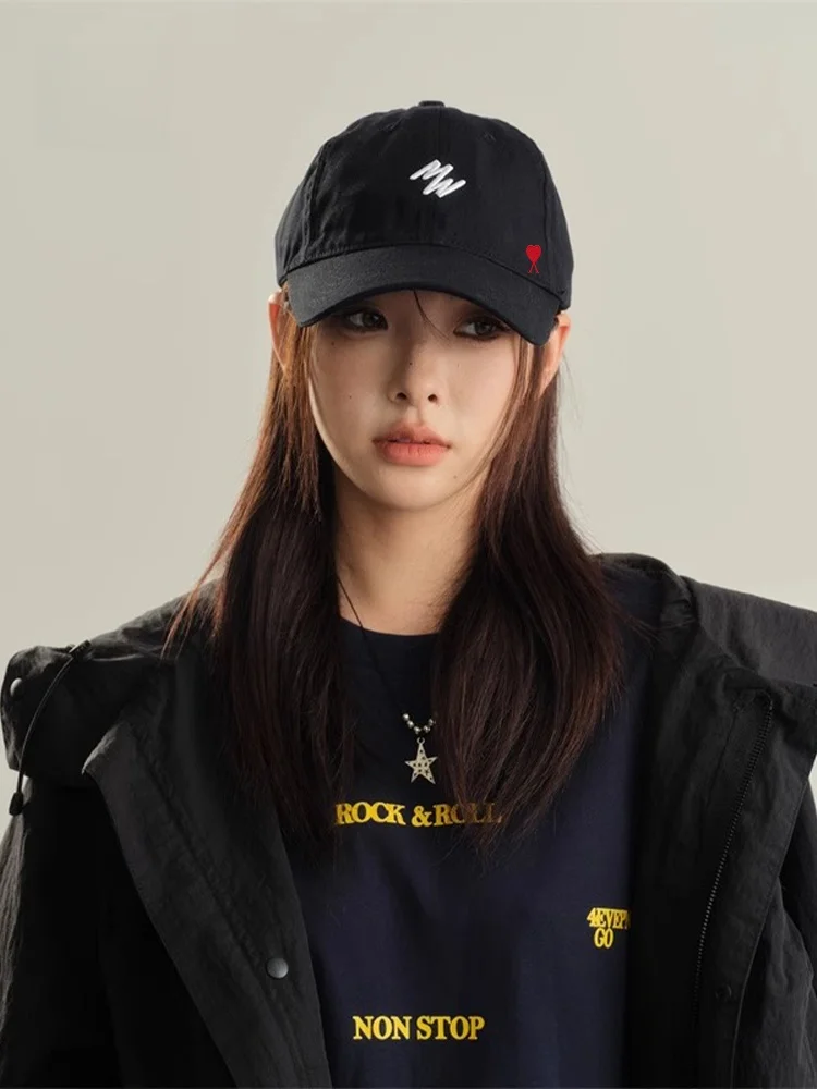 アメリカンレトロベースボールキャップ-レディース-トレンドブランド-小顔効果-大きなつば-ダックビルハット-カジュアルスタイル-四季通用