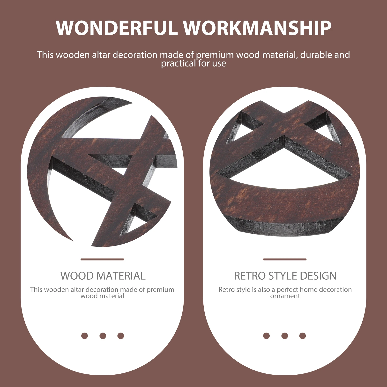 Placa de Altar Pentagrama de Madeira Ideal para Yoga, Mindfulness, Purificação, Centro Espiritual, Decoração de Adoração em Casa, Decorações de Altar