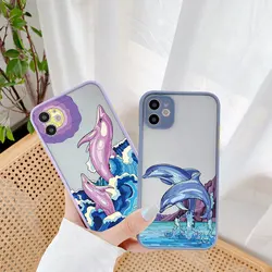 Watercolour Painting Dolphins Whale Funda For iphone XS X XR 15 11 12 13 14 Pro Max Case Shockproof Cover 7 8 Plus SE Back Coque