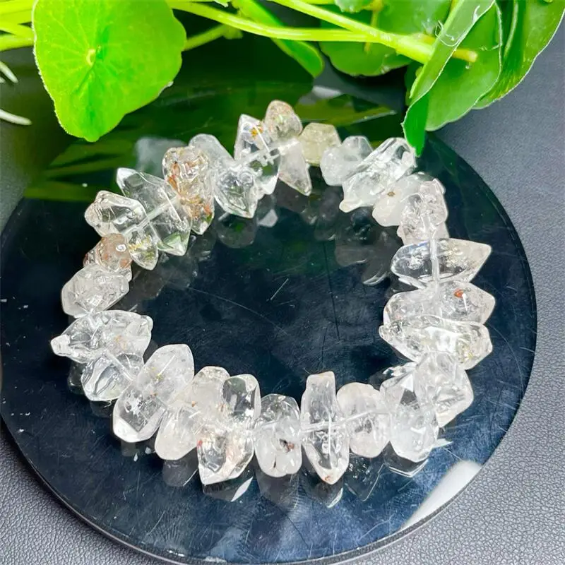 

Natural Herkimer Diamond Gravel Stone Bead Bracelet Women Healing Gemstone Strand Jewelry Christmas Holiday Gift 1PCS