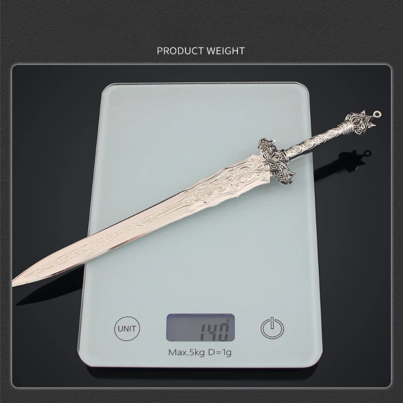 30 سنتيمتر/11.81in خلق الآلهة اثني عشر السيوف المقدسة البضائع اليشم بحيرة الأبيض ضوء السيف سبيكة نموذج لعبة معدنية جمع #6