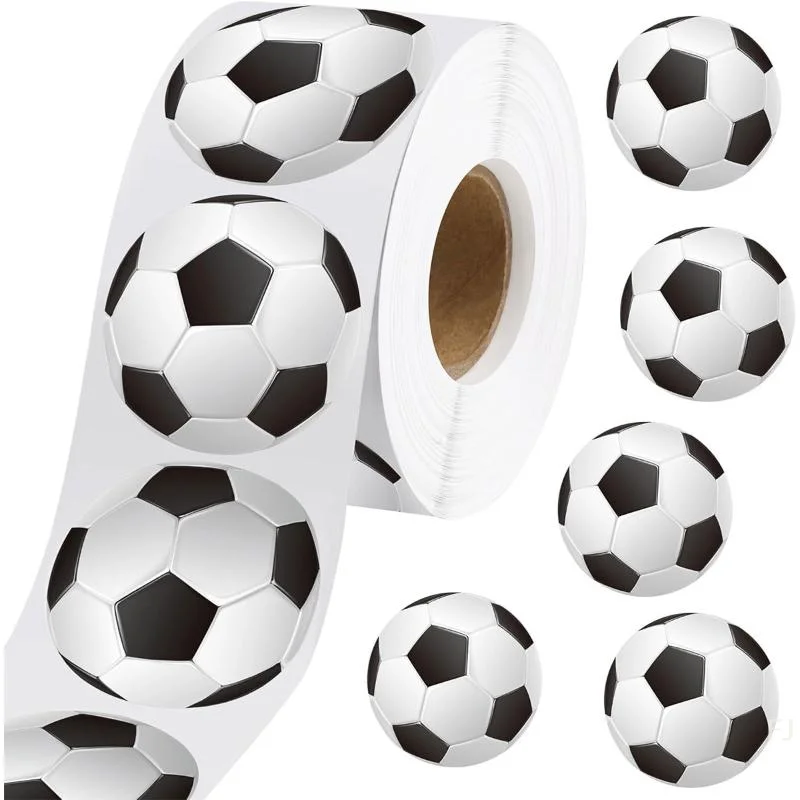 

[YU]500Pcs/Roll Footballs Soccers Basketball Sport Stickers 2.5cm/1.0'' 16 Designs Decals Diy Adorn Gifts For Various Packaging