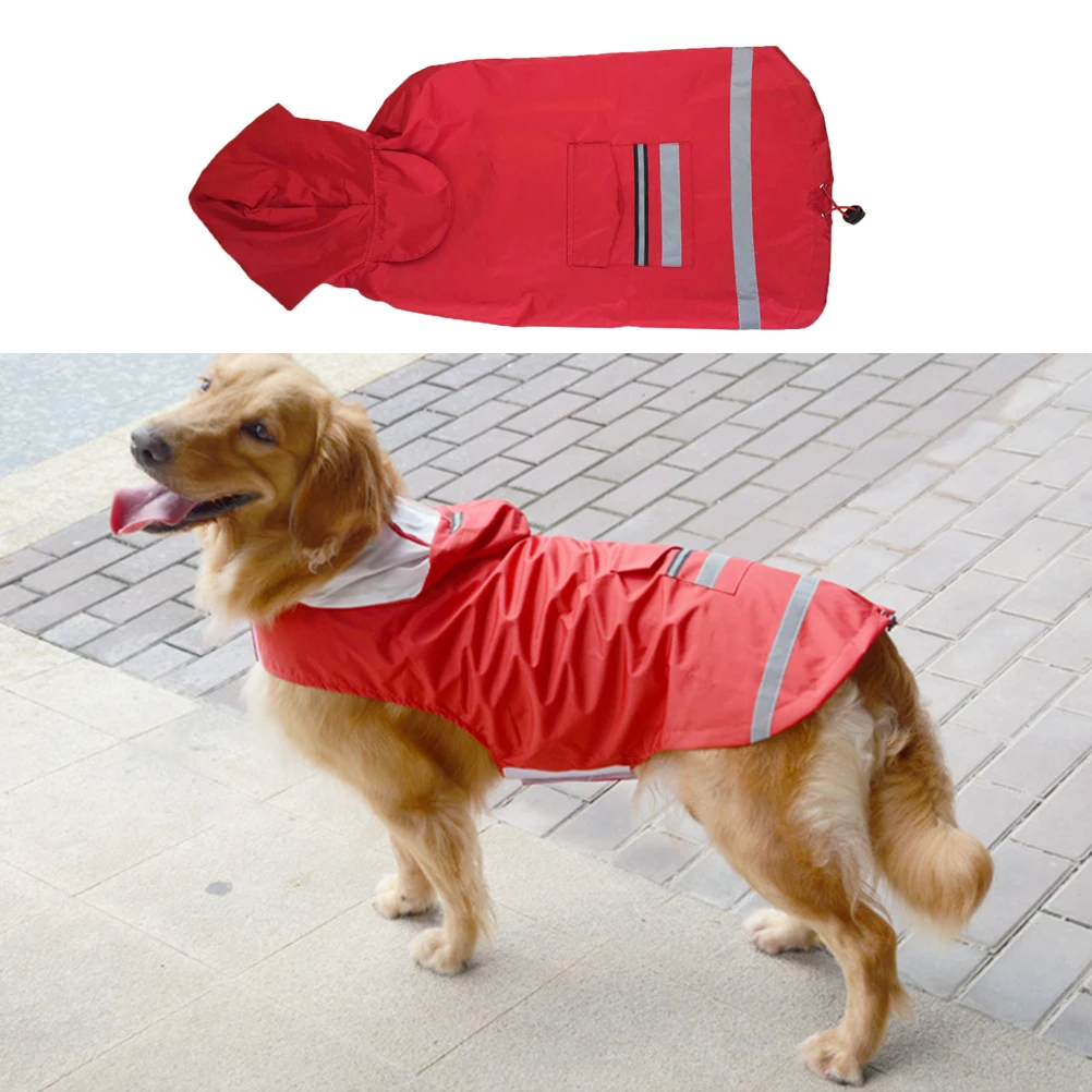

Pet Waterproof Raincoat Reflective Strips Large Dogs Chest Warm Outdoor Vest Dog Rain Jacket Coats Stylish Slicker
