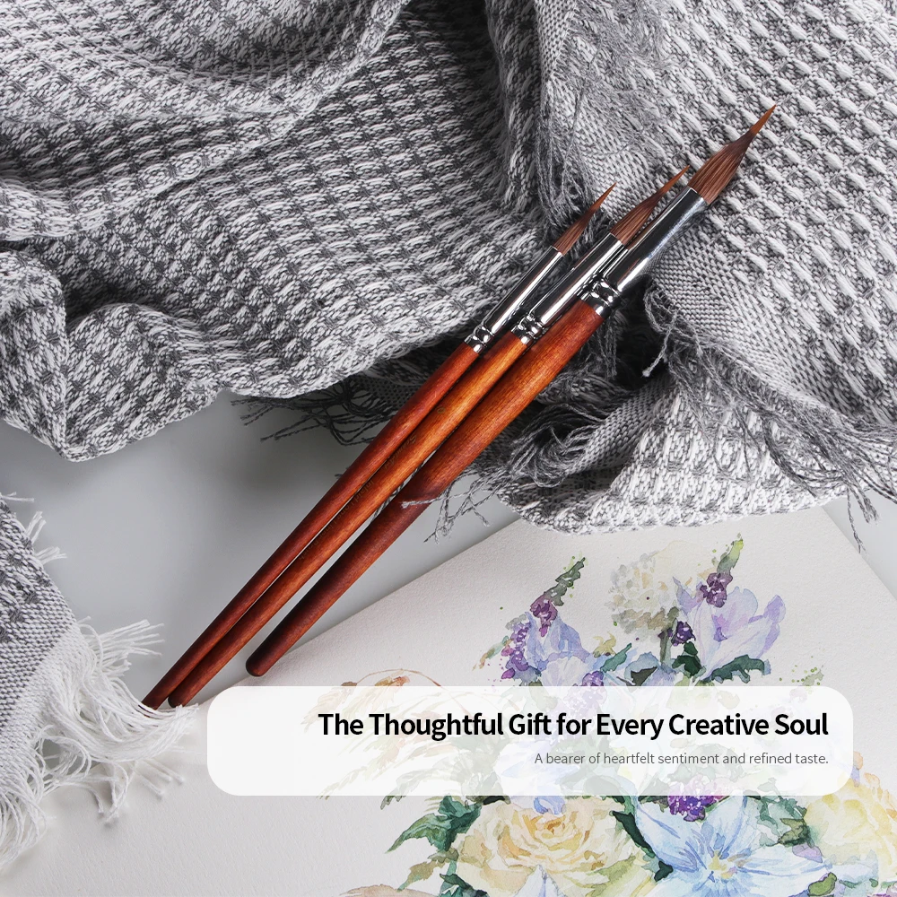 SeamiArt 1 قطعة فرشاة بطانة طويلة مرصعة بالألوان المائية الكلاسيكية من النايلون فرشاة رسم المناظر الطبيعية للوازم الفنية #3