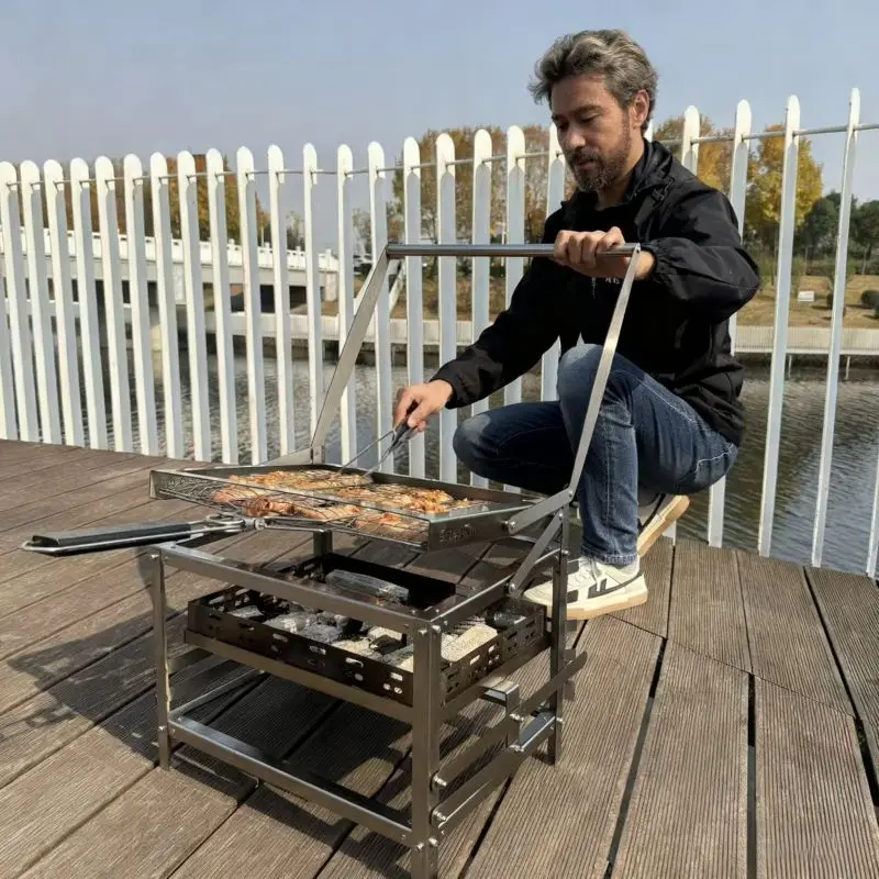 

Commercial Charcoal Bbq Grill Double Layer Stainless Steel Bbq Grills for Business and Outdoor Parties