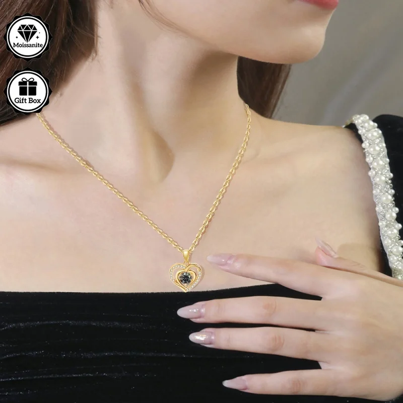 

LAMVOICE Jewelry for women, S925 sterling silver necklace, christmas gift, high quality gift, 0.5 carat moissanite necklace