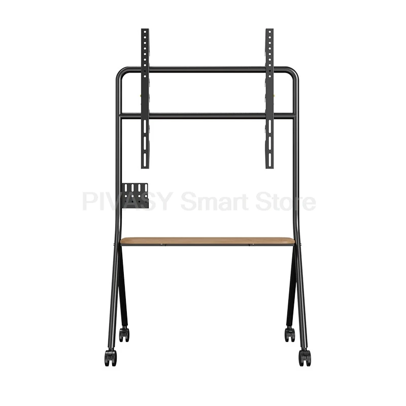 Stylish TV Mount on Wheels Movable Floor Stand with Storage Shelf 360° Swivel 50-80kg Load Capacity TV Cart for Home & Studio