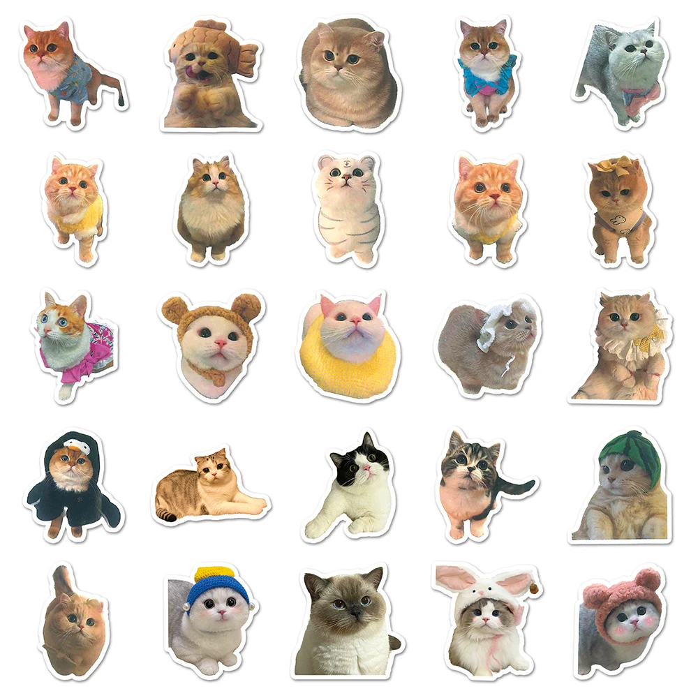 10/30/50/100PCS Kawaii Cats Stickers Cute Kitten Decals Toys DIY Phone Laptop Scrapbook Stationery Fridge Car Funny Meme Sticker