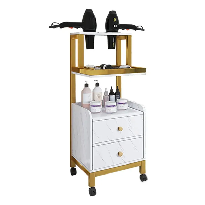 Luxury Salon Trolleys Beauty Salon Hair Salon Tool Trolley Creative Salon Furniture Multi-layer Storage Rack with Wheels