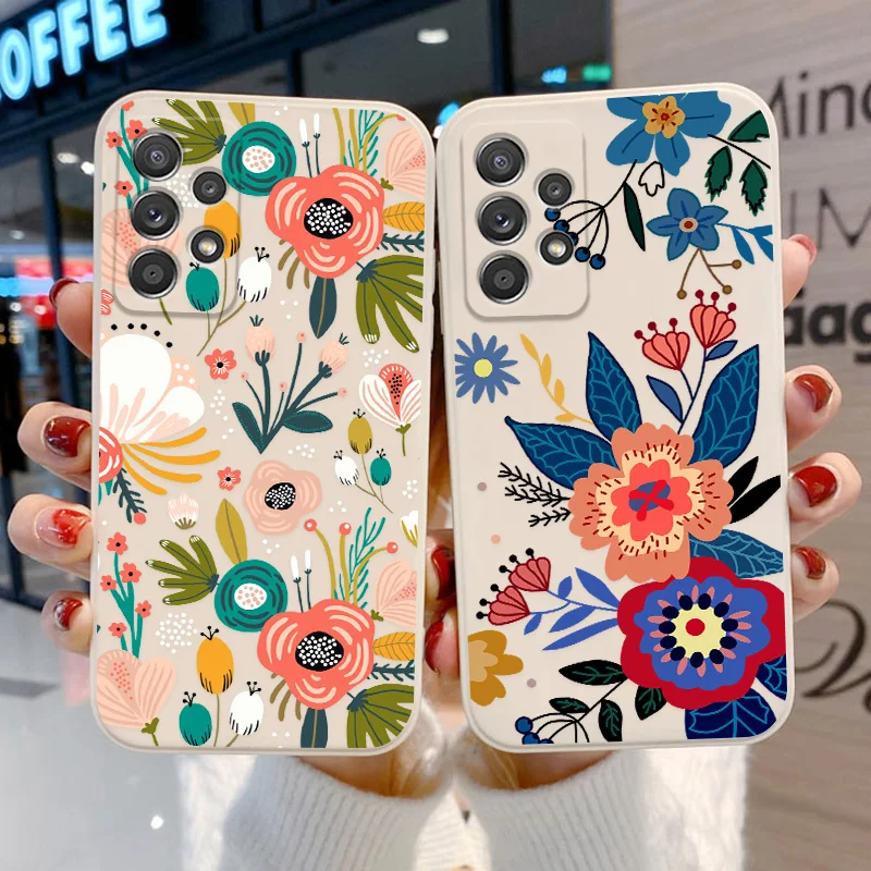 

Милый мягкий чехол с цветочным рисунком для Samsung A54 5G A53 A52 A33 A13 A34 A51 A50 A32 4G A31 A22 A12 S22 Plus S21 S20 FE S23, ультра задняя крышка