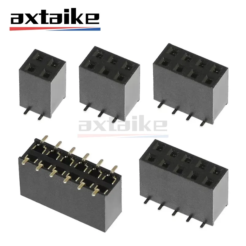 10PCS 2.54mm SMT Pin Header Female Header PCB Connector 2* 2P 3P 4P 5P 6P 7P 8P 10P 12P 14P 15P 20P 40Pin SMD Double Row Black